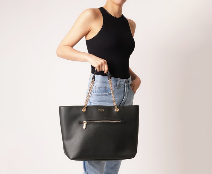 Bolsa Shopping Grande Alça Corrente Preta