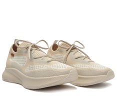 Tênis Knit Sporty Sola alta Bege