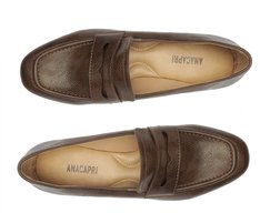 Mocassim Madri Bico Quadrado Marrom