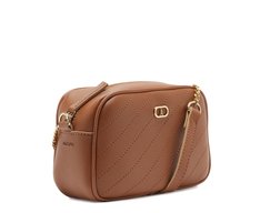 Bolsa Tiracolo Pequena Arredondada Porta Cartão Marrom
