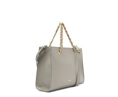 Bolsa Tote Média Alça Acorrentada Cinza