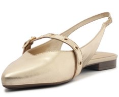 Sapatilha Slingback Tira Única Fivela Dourada