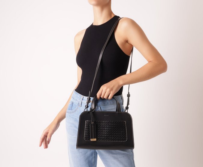 Bolsa Tote Média Tressê Preta