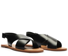 Rasteira Preta Couro Capri