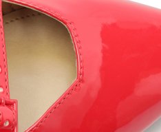 Sapatilha Slingback Bico Fino Duas Tiras Verniz Vermelha