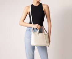 Bolsa Tote Média Alça Bicolor Branca