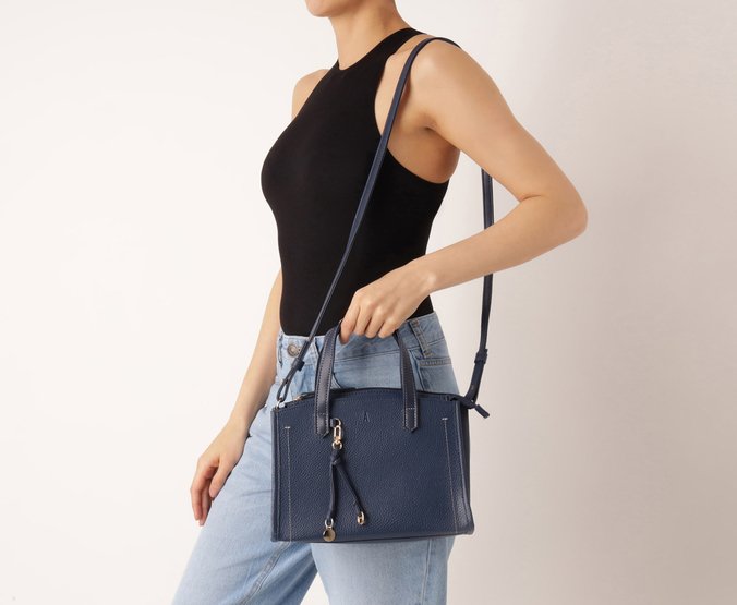 Bolsa Tote Média Estruturada Azul