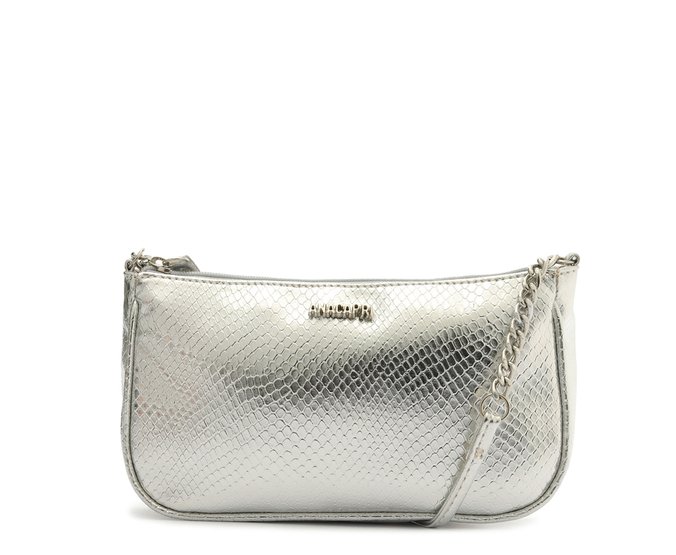 Bolsa Tiracolo Média Snake Prata