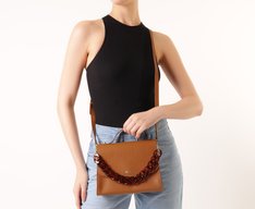 Bolsa Tiracolo Média Corrente Acrílica Onça Marrom