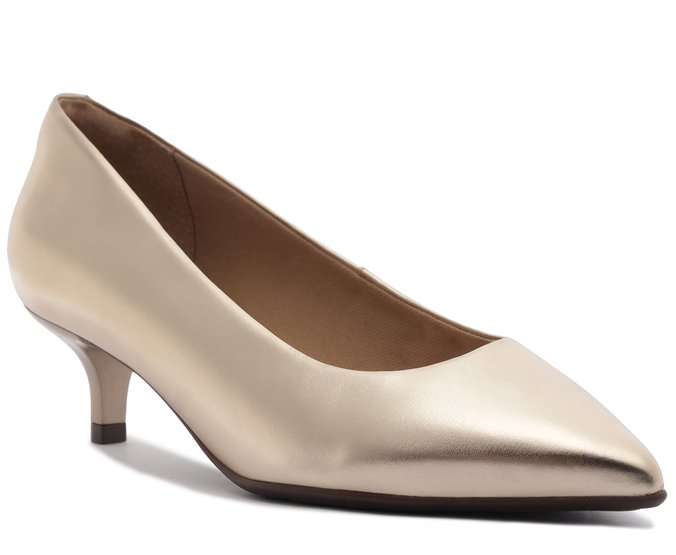 Scarpin Salto Fino Dourado