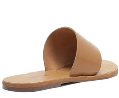 Rasteira Marrom Couro Geométrica