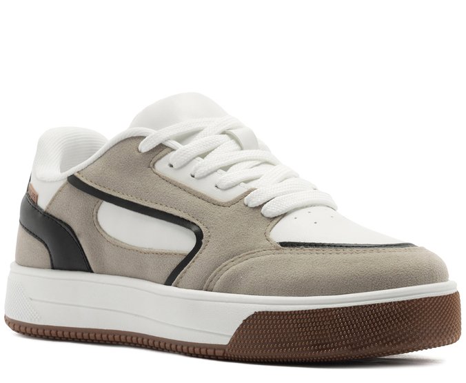 Tênis Esportivo Casual Bicolor Bege e Marrom