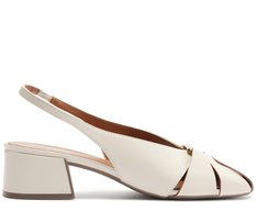 Sapatilha Slingback Salto Bloco Recortes Vazado Fivela Branca