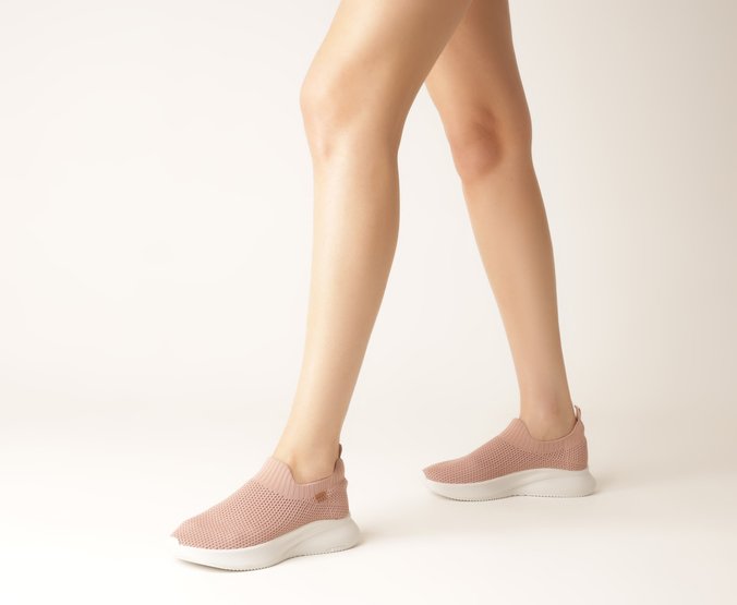 Tênis Slip On Sporty Knit Rosa