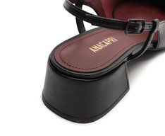 Sapatilha Slingback Salto Bloco Laço Reto Preta E Branca