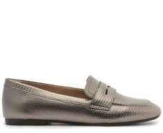 Mocassim Madri Bico Quadrado Prateado