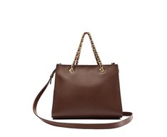 Bolsa Tote Média Alça Acorrentada Marrom