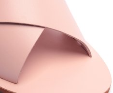 Rasteira Tiras Cruzadas Couro Rosa Blush