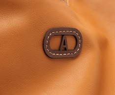 Bolsa Shopping Grande Costura Ornamental Bicolor Marrom