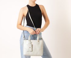 Bolsa Tote Média Costura Ornamental Branca