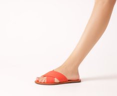 Rasteira Tiras Cruzadas Trançada Monocolor Colorvibes Laranja