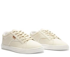 Tênis Detalhe Linhas Bege e Branco