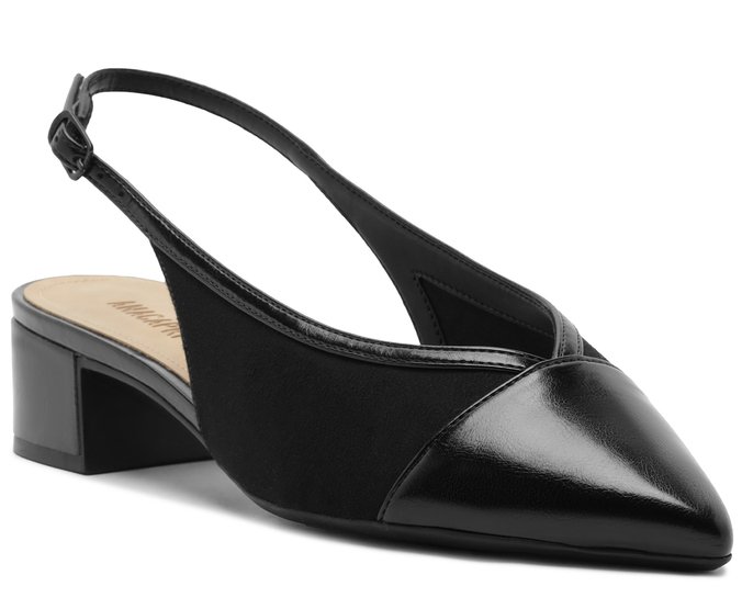 Scarpin Slingback Bico Fino Preto