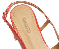 Sapatilha Slingback Bico Quadrado Tiras Verniz Vermelha