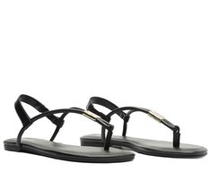 Sandália Slim Metal Comfy Preta