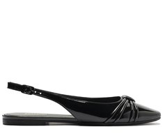 Sapatilha Slingback Tiras Verniz Preta