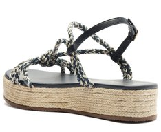 Sandália Plataforma Tiras Cordão Natural Azul