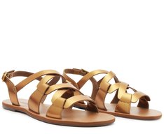 Sandália Gladiadora Entrelaçada Dourada