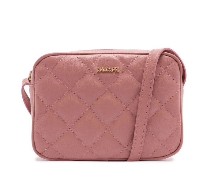Bolsa Tiracolo Média Matelassê Triangular Arredondada Rosa
