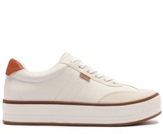 Tênis Flatform Branco Listra Marrom