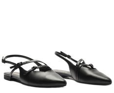 Sapatilha Slingback Bico Fino Duas Tiras Preta