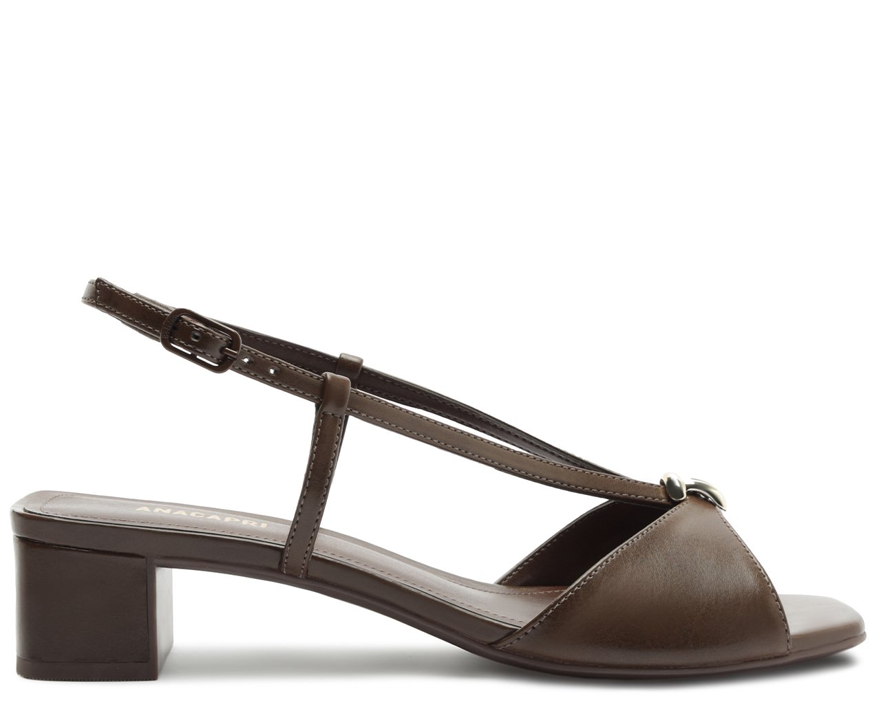Sandália Peep Toe Tiras Finas Marrom | Anacapri