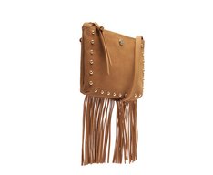 Bolsa Tiracolo Média Franja Marrom