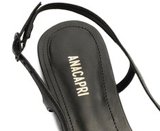 Sapatilha Slingback Bico Quadrado Tiras Preta