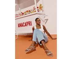 Sandália Tira Curva Cristais Prata