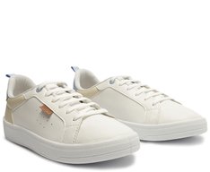 Tênis Casual Furadinho Branco E Bege