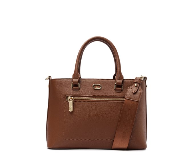 Bolsa Tote Média Zíper Marrom