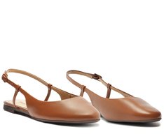 Sapatilha Slingback Bico Quadrado Basic Marrom