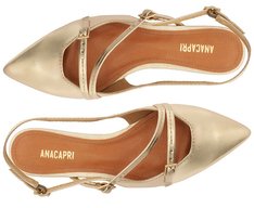 Sapatilha Slingback Salto Bloco Tiras Dourada