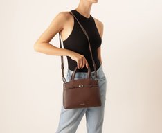 Bolsa Tote Média Saffiano Marrom