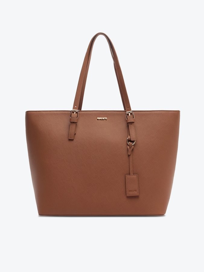 Bolsa Shopping Grande Bag Charm Fivela Marrom