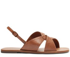 Rasteira Entrelaçada Pespontos Marrom Boho