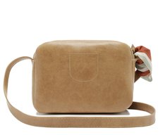 Bolsa Tiracolo Pequena Lenço Decorativo Bege