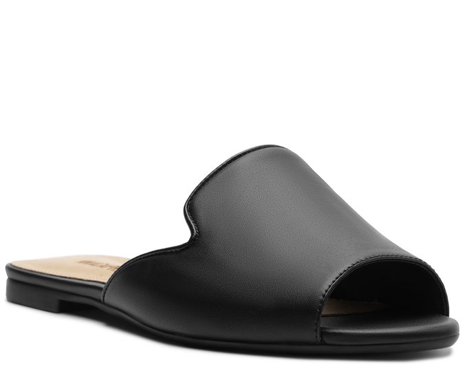 Rasteira Peep Toe Textura Glam Preta