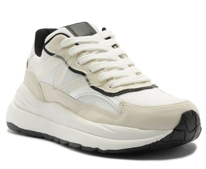 Tênis Esportivo Sola Alta Branco e Preto