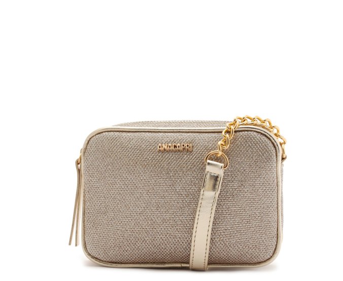 Bolsa Tiracolo Pequena Textura Glam Dourada